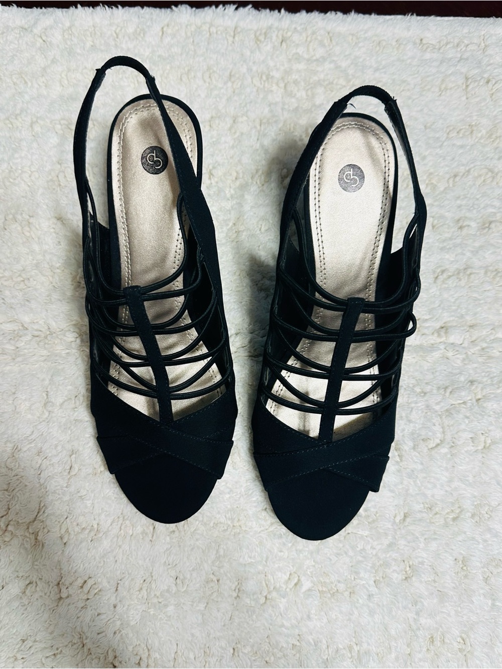 Black Strappy Slingback Heels